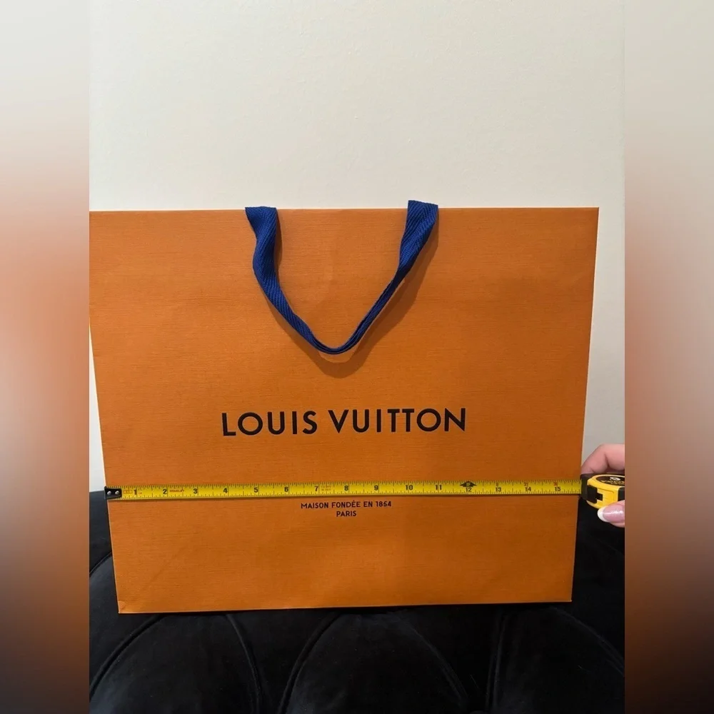 Louis Vuitton Orange Shopping Bag with Blue Handles